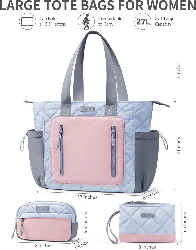 Bagstellar Puffer Tote Bag for Women, Lightweight Puffy Work Laptop Handbag Teacher Nurse Quilted School Daily Travel Gym Bag | Durable, with Zipper, 15.6" Laptop Sleeve, Large Tumbler Holder, Daily Carry On Bags, Comfy College Bags, Portable, Spacious - Image 2